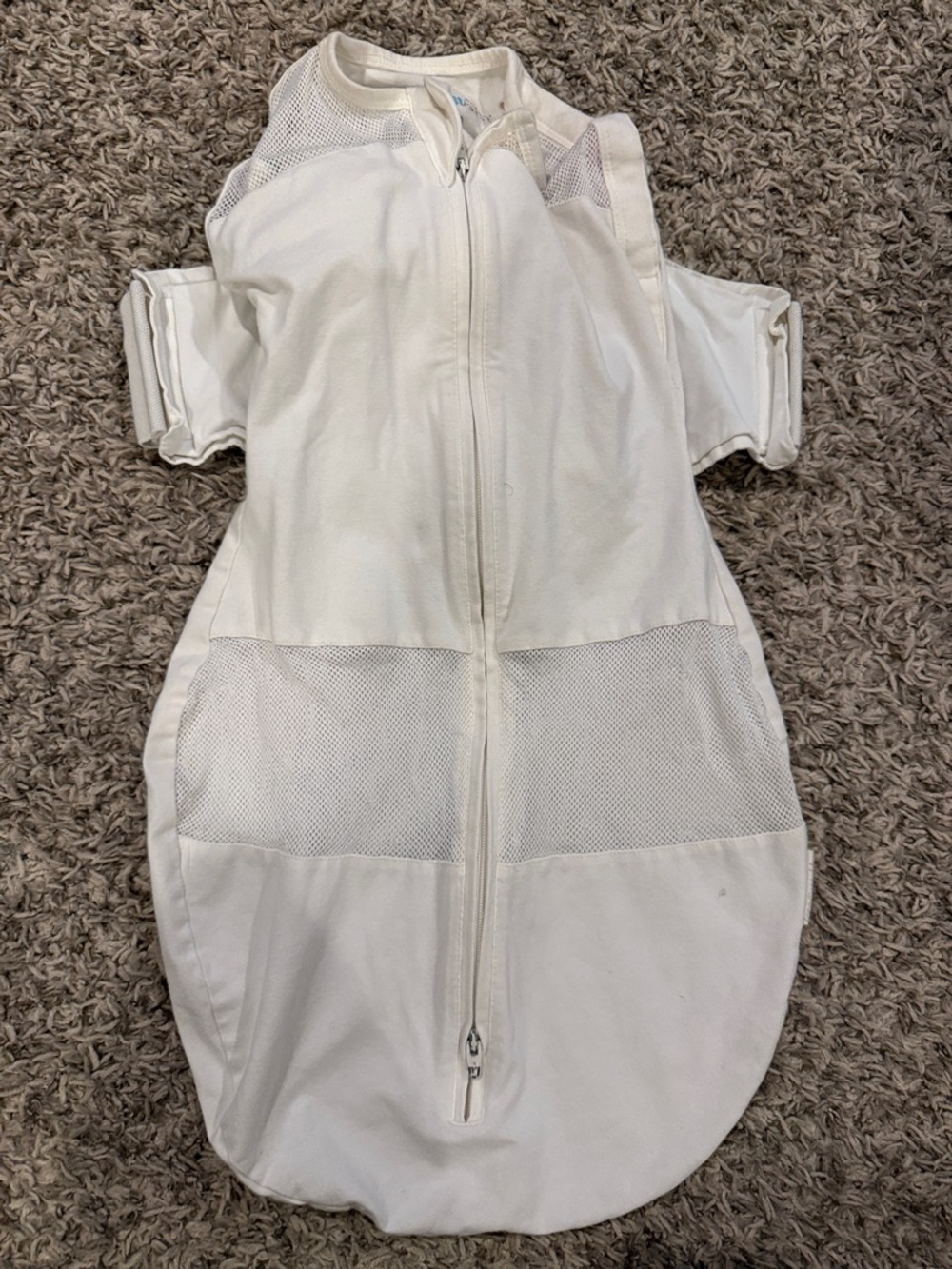 White Baby Sleep Sack Swaddle with Front Zipper